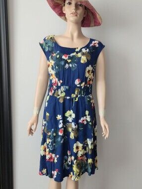 Maeve Evaline By Antropologie Blue Floral Dress Size S/M